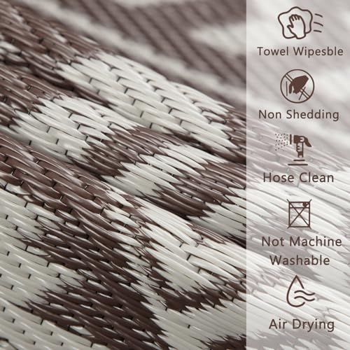 Famibay Outdoor Rug Waterproof Patio Rugs Large Garden Rug Camping Mat Portable Picnic Blanket Outdoor Floor Mat for Balcony Deck Backyard Porch Beach BBQ