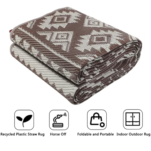 Famibay Outdoor Rug Waterproof Patio Rugs Large Garden Rug Camping Mat Portable Picnic Blanket Outdoor Floor Mat for Balcony Deck Backyard Porch Beach BBQ