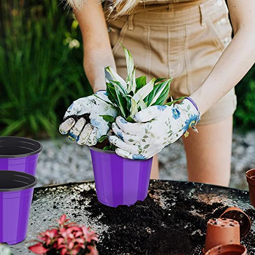 LATERN 50Pcs 15cm Plastic Plant Flower Pots, Purple Lightweight Seed Starting Pots Nursery Seedlings Pots Flower Plant Container (15 x 13cm)