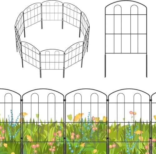 LIANTRAL Metal No Dig Garden Fence 28 Panels 30ft