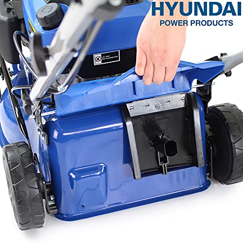 Hyundai Petrol Self Propelled Lawnmower, 17"/43cm 139cc, Recoil Pull Start, 5 Adjustable Cutting Heights, Large 45l Grass Collector Bag, Foldable Handles, 3 Year Warranty,