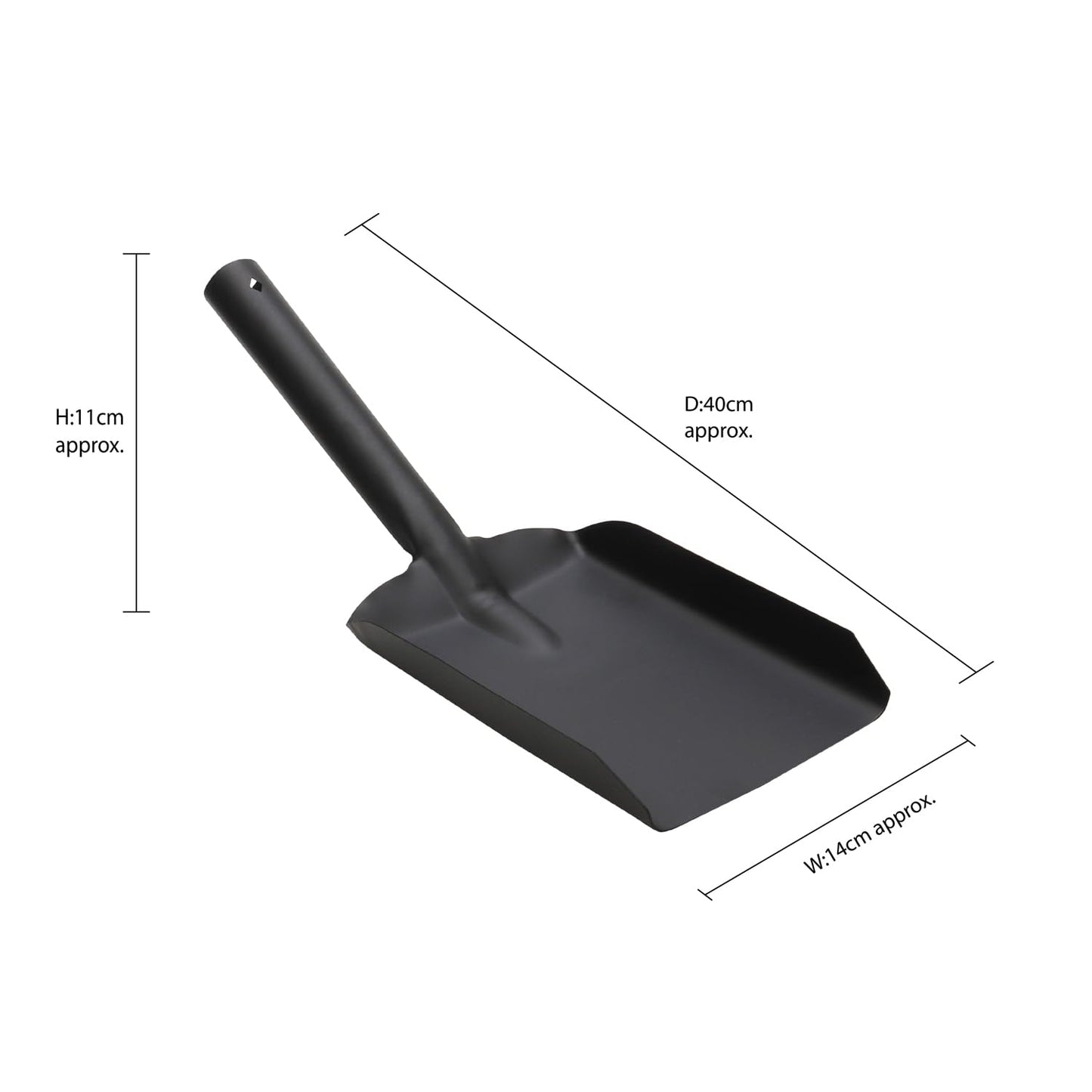 JVL Hudson Fireplace Shovel, Black, Large