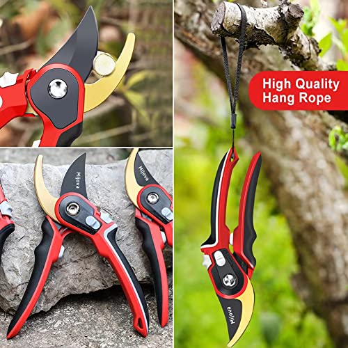 Garden Shears, Secateurs for Gardening Heavy Duty with High Carbon Steel Blades, Best Garden Pruner Scissors, Professional Gardening Hand Tools, Pruning Shears for Plants, Hedges and Flowers