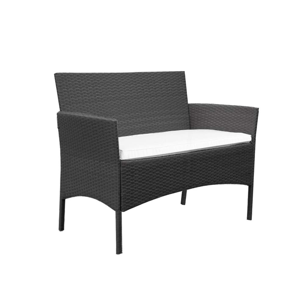 Panana Rattan Garden Furniture 4 Piece Set Table Sofa Chair Patio Outdoor Conservatory Black