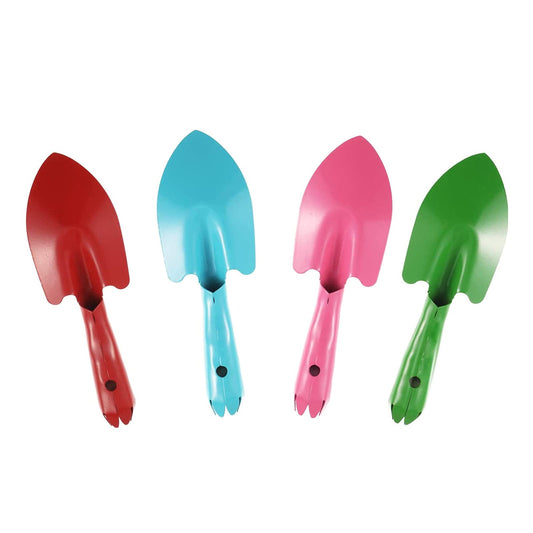 FGYZYP 4 Pcs Garden Mini Colorful Iron Hand Shovel, Trowel Set Garden Light Duty Tool, Miniature Succulent Indoor Outdoor Care for Flower Soil Plant Dig Transplant Kid Teen Women Men Gardening Gift