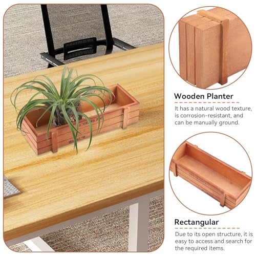 2PCS Wood Planter Box, Rectangle Planter Box Wood Rustic Flower Boxes Windowsill Planter Cactus Succulent Planter Box for Home Outdoor 22.7 * 10 * 4.8cm/8.9 * 3.9 * 1.9in