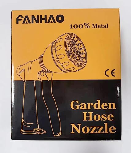 FANHAO Garden Hose Spray Gun, 100% Heavy Duty Metal Hose Pipe with 7 Patterns High Pressure Water Gun for Plant Watering, Car and Pet Washing, Sidewalk Cleaning