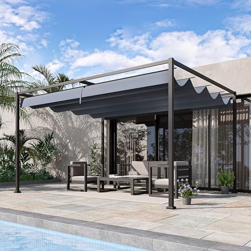 Outsunny 4x3m Metal Pergola with Retractable Roof