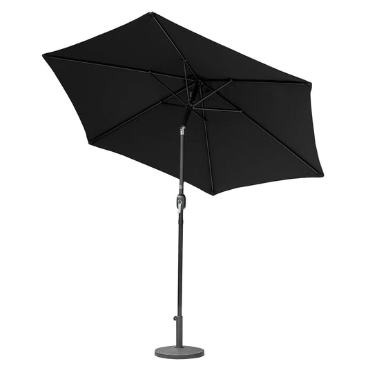 Harrier 2.7m Garden Parasol with Crank Handle & Tilt Function [5 Colour Options] – Outdoor Garden Patio Umbrella with Optional Waterproof Cover (Black, Parasol Only)