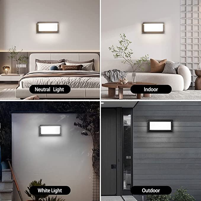 CANMEIJIA Outdoor Wall Lights Front Door Lights, 6500K 18W IP44 Waterproof LED Black Wall Lights Indoor,Aluminium Outside Lights Wall Lamp,Wall Lighting Fixtures Wall Lights for Living Room,Bedrooms