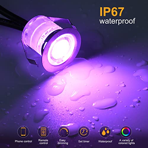 GEYUEYA Home RGB WiFi Led Decking Lights Ø31MM Deck Light with Remote Control,Waterproof IP67 12V Led Plinth Light Kits for Terrace Pathway Garden Decoration,10 Packs