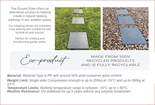 KAM Labelz Black Marble Effect Square Stomping Stone- Set of 10 Slates, Set of 4 Slates and Only 1 Slate| Home Garden Walkway Stomp Stepping Stone Tiles Slate Paving - Hard Wearing