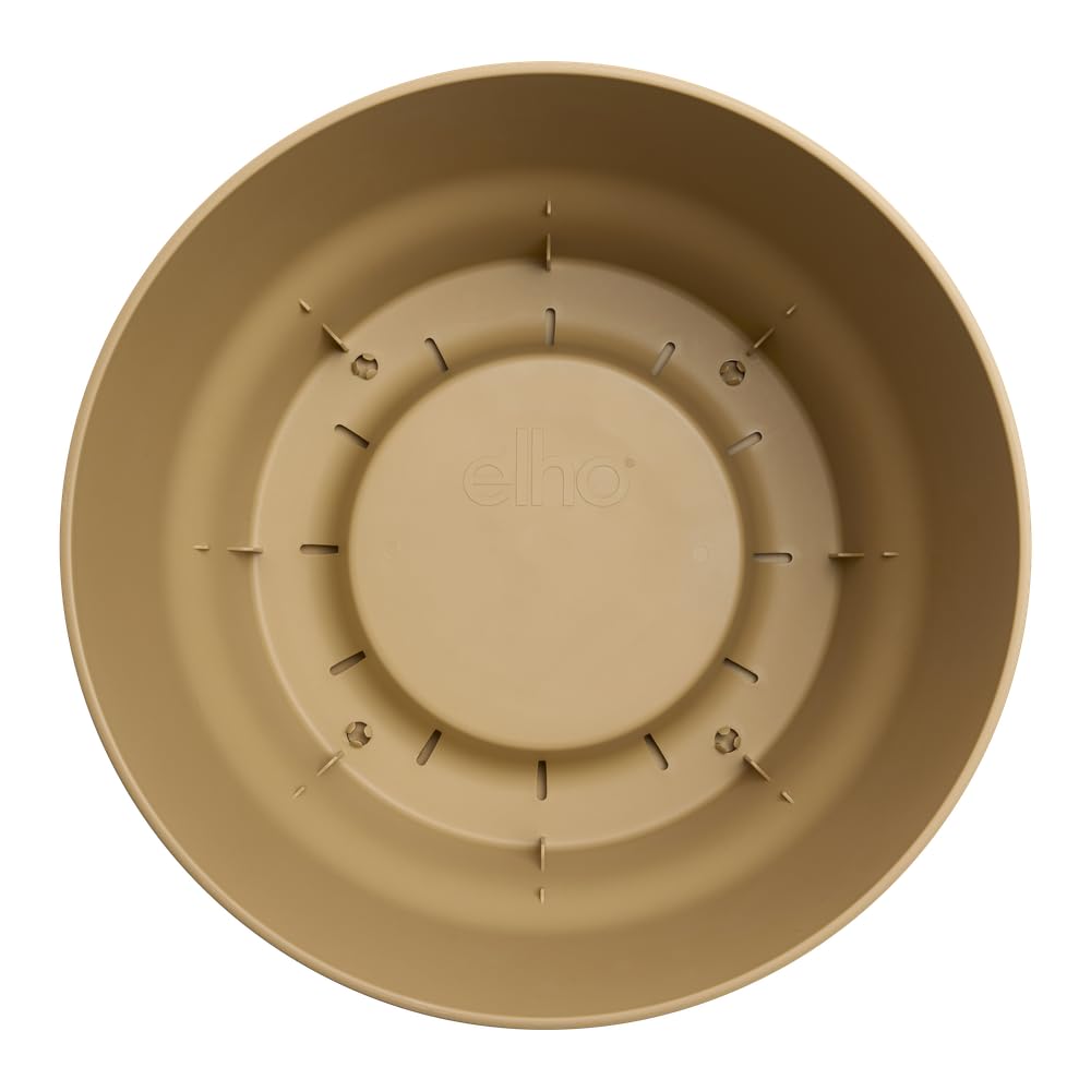 elho Greenville Bowl 33 - Large Plant Pot Outdoor - 100% Recycled Plastic - Ø 32.5 x H 19.4 cm - Beige/Golden Sand