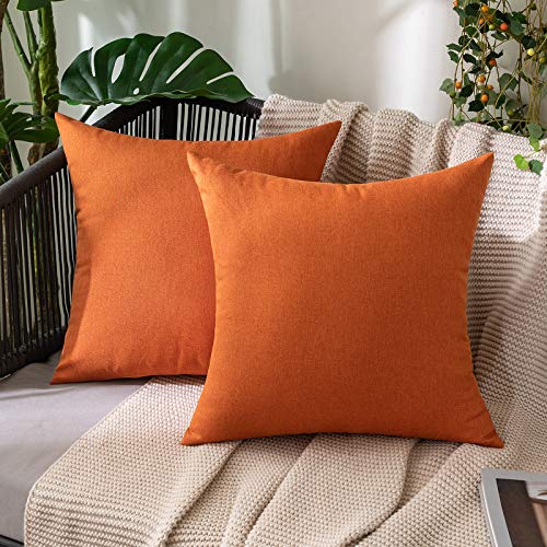 MIULEE Waterproof Outdoor Cushion Covers 16x16 Inches Set of 2 Water Resistant Decorative Throw Pillow Covers Outside for Garden Furniture Patio Couch Sofa Bed Linen Balcony, 40x40cm Orange