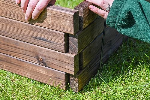 Wooden Raised Garden Planter Treated Fir Wood Outdoor Flower Trough Herb Vegetable Bed in 3 Sizes Bottomless Assembly Required (Medium 80x60cm)