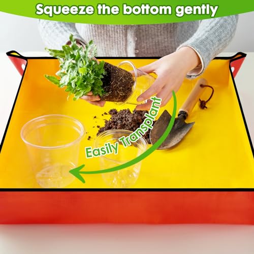 Mactoou 30Pcs Plastic Plant Pots with Repotting Mat, 8.9cm 10.2cm 12.7cm Orchid Pot with Holes, Clear Nursery Pots with 20pcs Plant Labels, 66cm x 66cm PE Planting Mat for Indoor Garden Plants