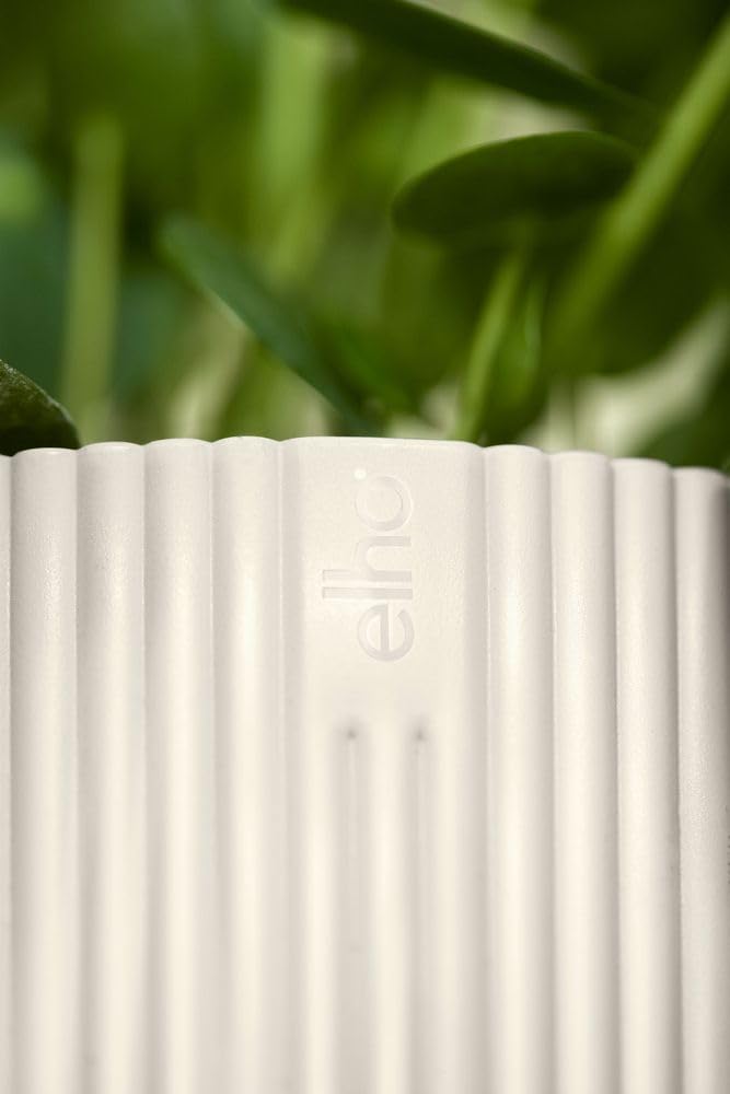 elho Vibes Fold Round 25 - Flower Pot from 100% Recycled Plastic - Indoor plant pot - Ø 25.0 x H 23.0 cm - White/Silky White