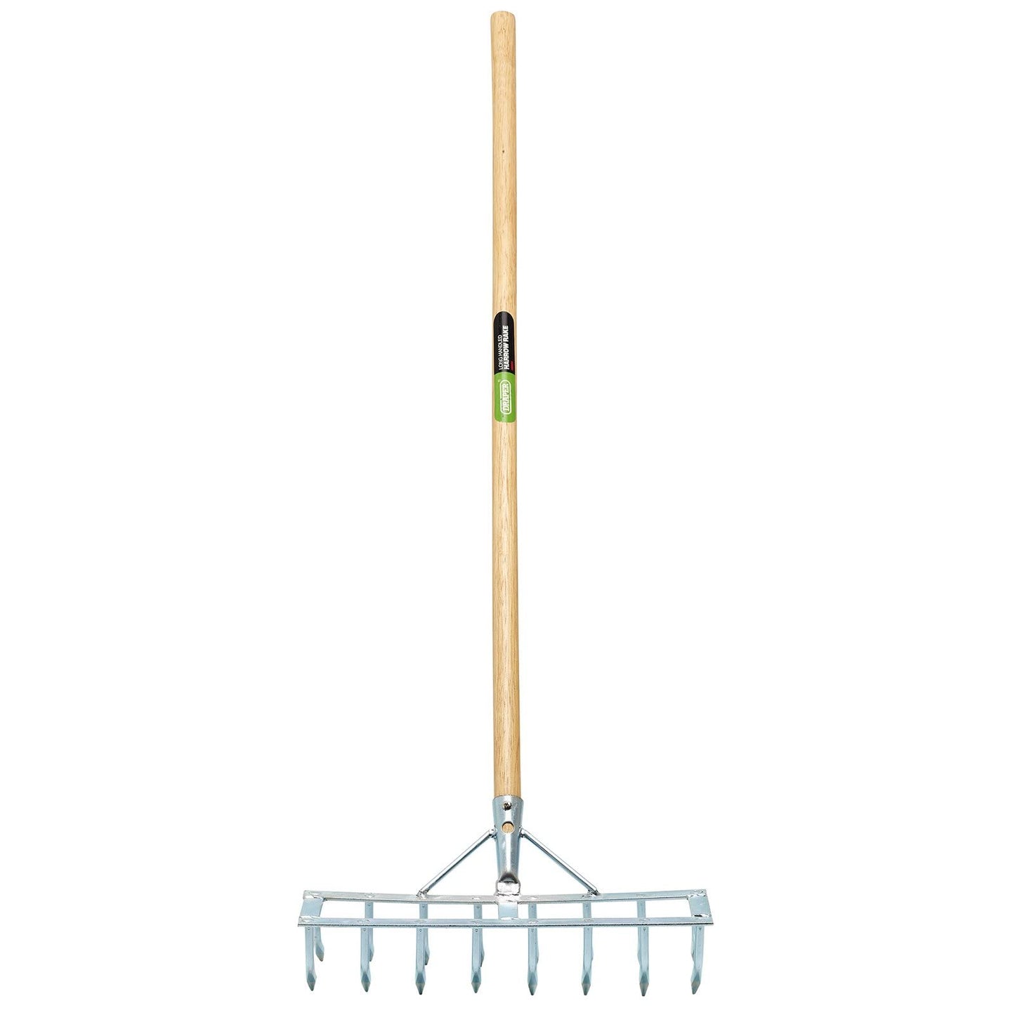 Draper 09994 Long Handled Steel Harrow Rake and Sacrifier, Silver