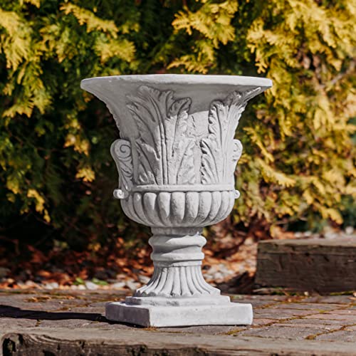 gartendekoparadies.de Flower vase in an antique look, planter made of cast stone, H. 46 cm, 7 liters, 19 kg, gray, frost-proof for outdoor use