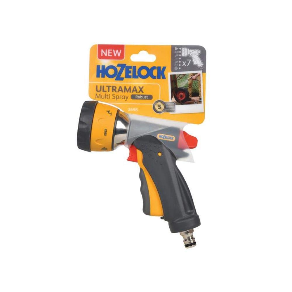 HOZELOCK - Multi-Jet Spray Gun Ultramax Pro Metal : For Intensive Watering, Ergonomic and Extremely Robust (Metal Body), Locking Function and Flow Control: 7 Spray Patterns [2698 0000]