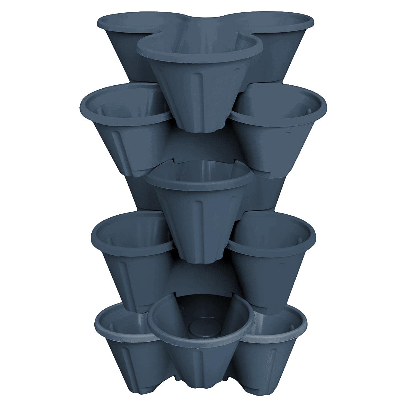 simpahome 6 x Strawberry Planter Trio 3 Pot Tri-Pot Stacking Pot for Herb Flower Bedding Indoor Ourdoor Garden - ECO Blue