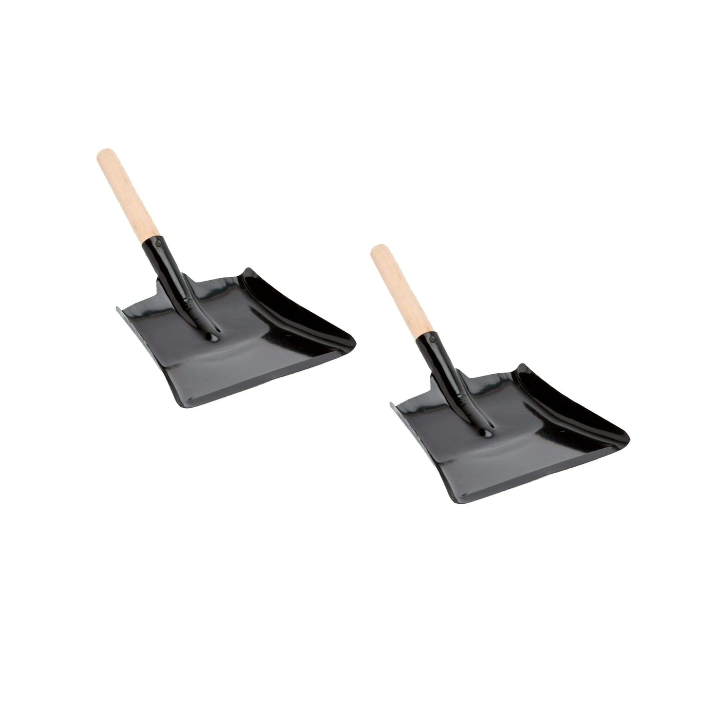 PNJB, Ash Shovel Muddy Hands Large Dustpan, Black Metal Steel Fireplace Coal Ash Shovel with Wooden Handle, Large Garden Dustpan Or Coal Scoop To Easily Collect Coal, Ashes(2 Pcs)
