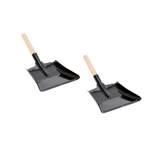 PNJB, Ash Shovel Muddy Hands Large Dustpan, Black Metal Steel Fireplace Coal Ash Shovel with Wooden Handle, Large Garden Dustpan Or Coal Scoop To Easily Collect Coal, Ashes(2 Pcs)