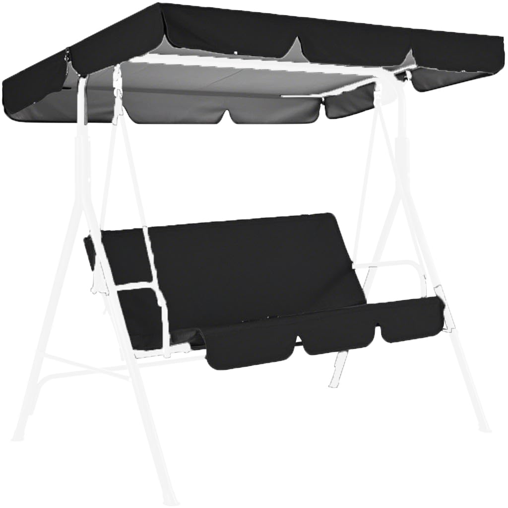 Garden Canopy Swing Seat Chair,for Patio Poolside Porch,with Adjustable Canopy Removable Cushion, Outdoor Swinging Chair Bench (Blackone, 142x120x18cm)
