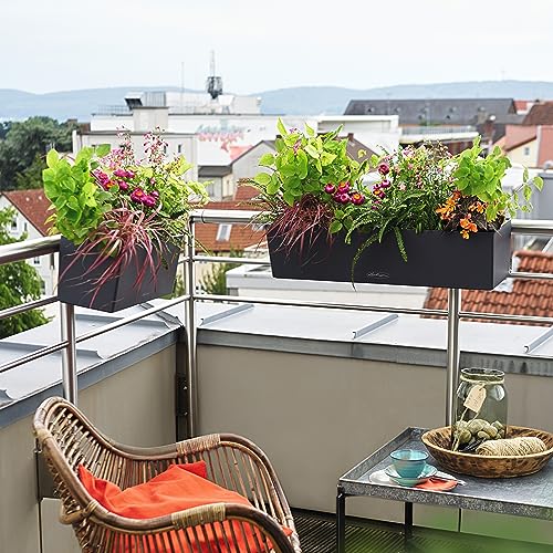 Lechuza BALCONERA Color 80 Self Watering Planter Plastic Indoor/Outdoor Flower Plant Pot Table and Window Box with Drainage Hole H19 L80 W19 cm Slate