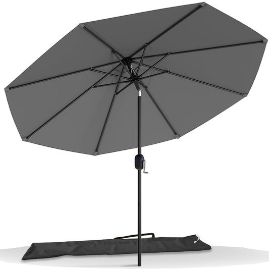 VOUNOT 2.7m Garden Parasol Umbrella with Cover, Crank and Tilting Umbrella, Sun Shade for Outdoor, Patio, Garden, Grey