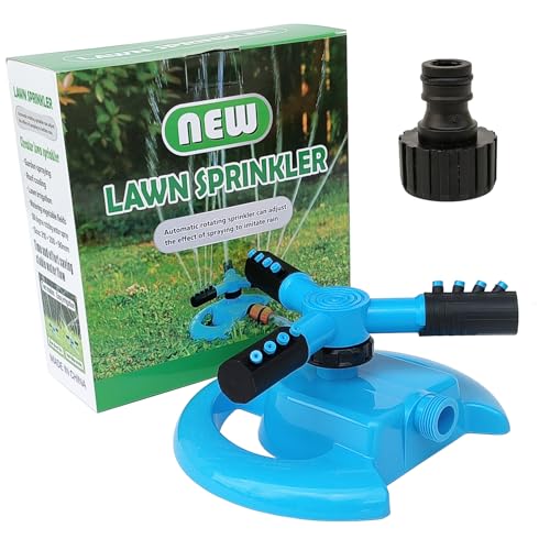 MMSGA Oscillating Sprinkler, Blue, 360 Degree Rotation Garden Watering System, Sprinklers for Yard & Kids, Premium Quality & Anti-Leak Design