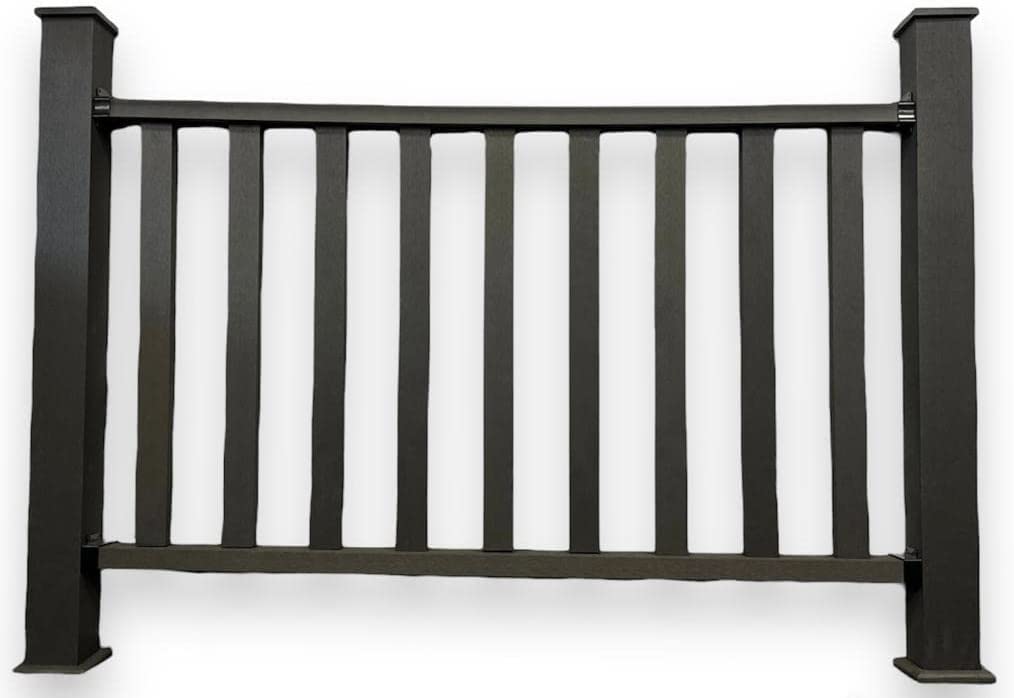 Tuda Grass Direct Composite decking balustrade railing kit - 1.5m - full kit - grey - teak - black (Extra Post Kit)