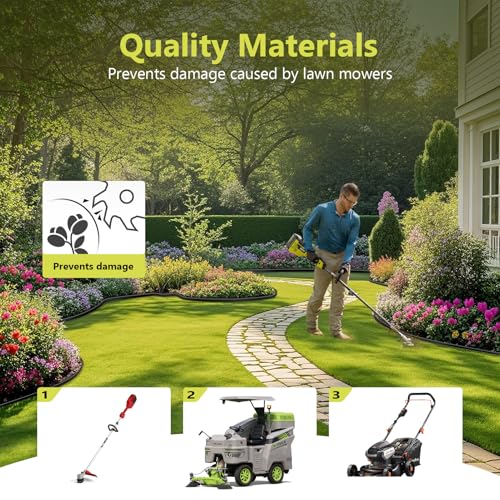 WELDUN Lawn Edging, Garden Edging, Flexible Plastic Gravel Edging, Easy to Cut and Shape, for Flower Beds, Lawns and Walkways, 6 m x 10 cm (L x H), Black