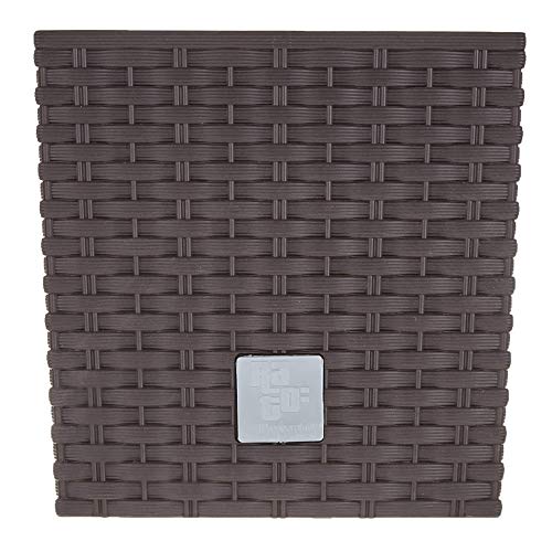 Prosper Plast Rattan Planter Dark Brown, Small Size 17cm Square Shaped Flower Pot