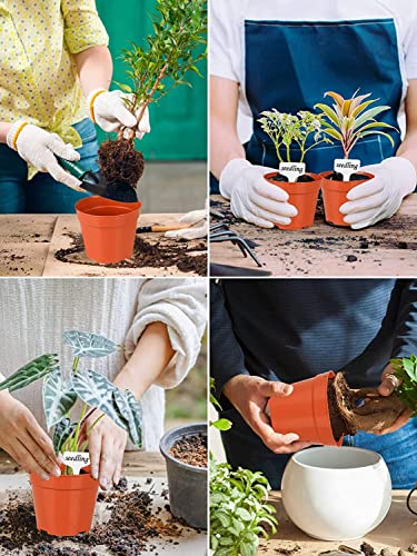 LATERN 60Pcs Plastic Flower Pots, 7.5CM Plant Nursery Pots Small Flower Container Seedling Pots with Drainage Holes for Succulent Fruit Vegetable Seedlings Transplanting - with 100Pcs Plant Labels