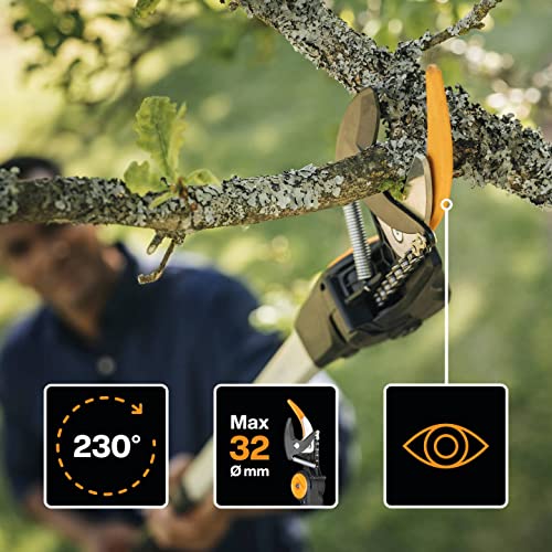 Fiskars PowerGear X Telescopic Tree Pruner UPX86, Non-stick Coated, Steel Blade/Aluminium Handle, Length 2.4 - 4 m, Black/Orange, 1023624