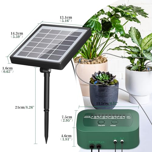 SoulBay Solar Irrigation System, Self Automatic Greenhouse Watering Systems Drip Irrigation System Kit with Timer and 150cm Hose for Garden Indoor Outdoor Plants Lawn Potted Balcony Vegetables