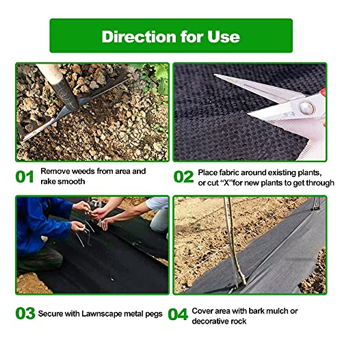 FiveFire Ground Cover Weed Membrane Heavy Duty Landscape Ground Cover Membrane for Gardens 1m x 10m