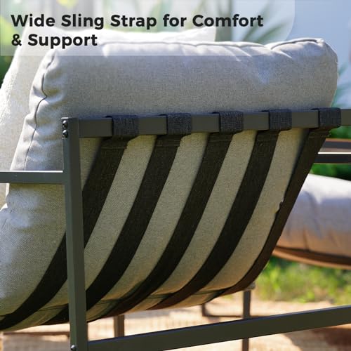 Grand patio Garden Furniture Set 4 Piece, Outdoor Patio Conversation Sofa Set with Cushion, Modern Metal Couch Loveseat Chairs and Coffee Table for Porch Balcony Backyard Living Room (Grey)