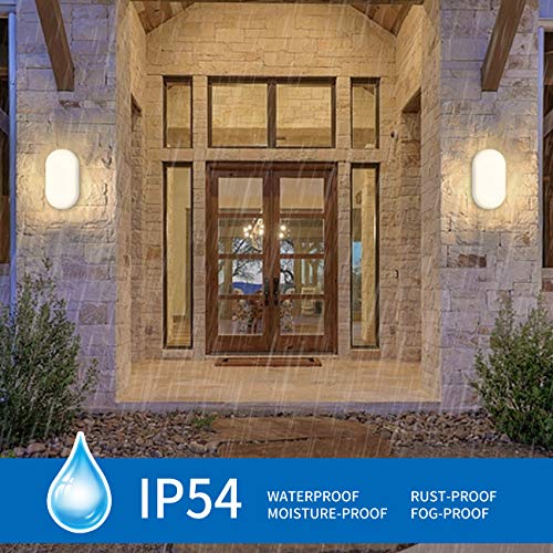 ANWIO 14W Bulkhead Light Led Outdoor,led Oval Porch Sconce Lighting,Outside Led Lights Mains Powered,Led Bulkhead Wall Light,980LM,4000K Natural White Bulkhead Light Sanwio Wall Lights(2 Pack)