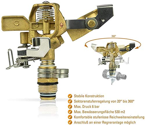 LATERN Impulse Garden Sprinkler, 360 Degree Heavy Duty Impact Lawn Sprinkler Irrigation Sprayer with Metal Spike for Watering Plants Flowers Veggies