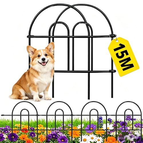 Amagabeli Decorative Metal Garden Fence 35 Panels 15.3m