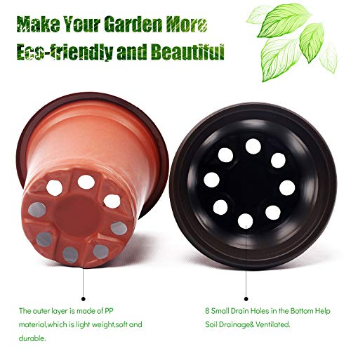 SHEEFLY 100 Pack Plant Nursery Pots 4 inch Plastic Plant Pots, Soft Durable Reusable Seed Starting Pots for Succulents Plants Vegetables Fruits Seedlings Cuttings Transplanting with 100 Plant Labels