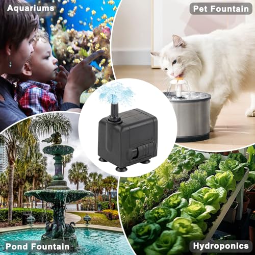 Discoball Mini Submersible Water Pump 600L/H 8W Adjustable Ultra Quiet Small Water Pump Fish Tank Water Pump with 2m/6.5ft Power Cord for Pet Fountain Aquarium Fish Tank Pond, Hydroponics Statuary
