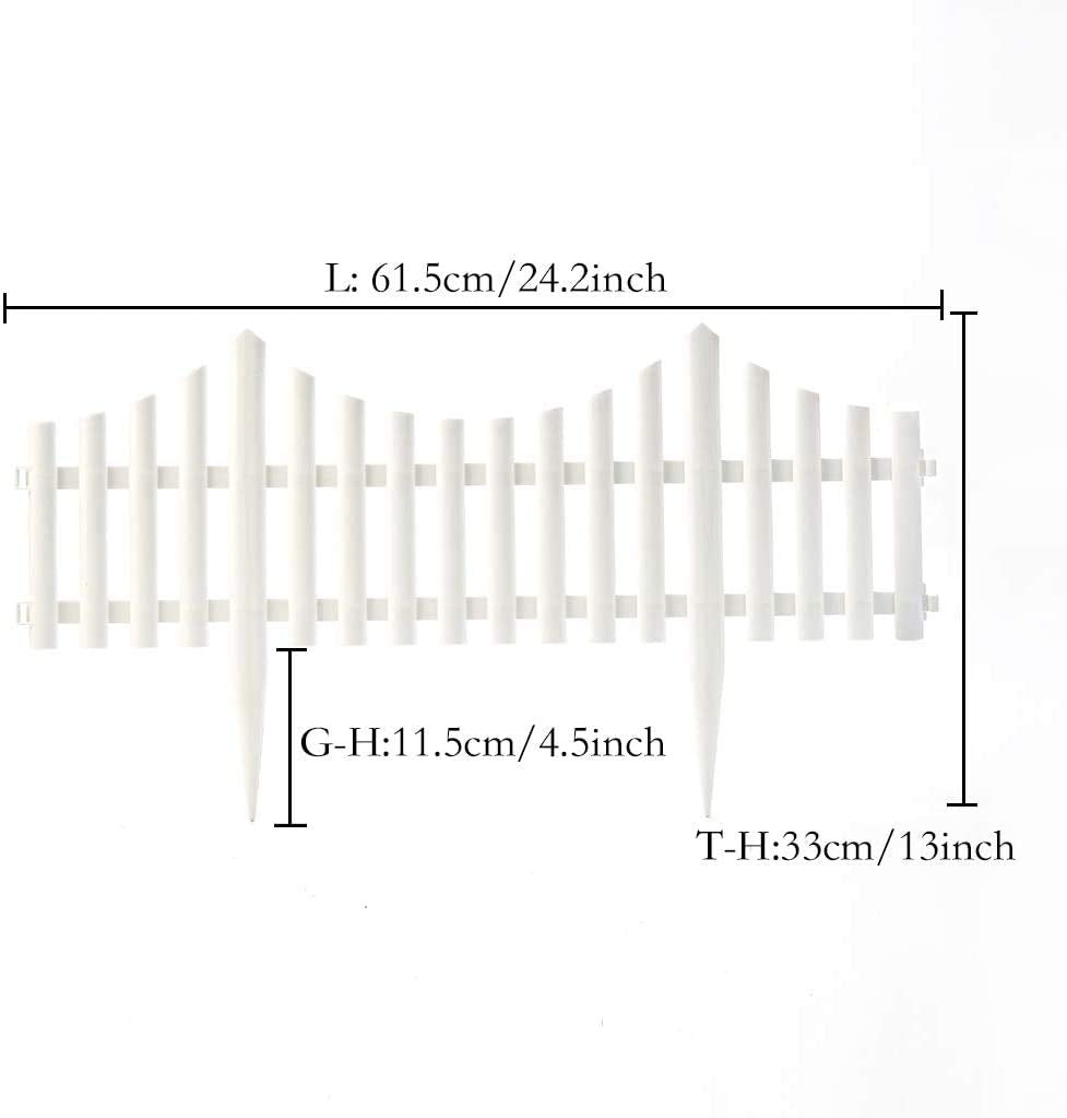 Pack of 8 White Garden Picket Fence Panels/Plastic Lawn Edging For Plant Borders And Flowerbeds (8)