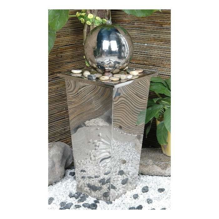 Sphere & Stainless Steel Column Mains Powered Water Feature
