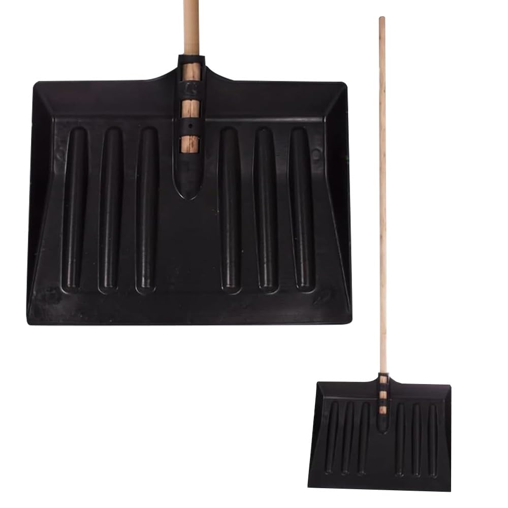 1.3m Snow Shovel - Pusher, Scooper, Mucking Out Emergencies | Ideal for Clearing Garden, Car, Truck, Driveway Etc | Strong & Durable Plastic Spade with Wooden Handle – Heavy Duty 130cm