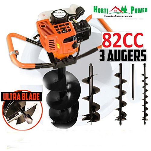 82cc Post Hole Digger Auger Petrol Drill Bit Fence Earth Borer by HORTI POWER