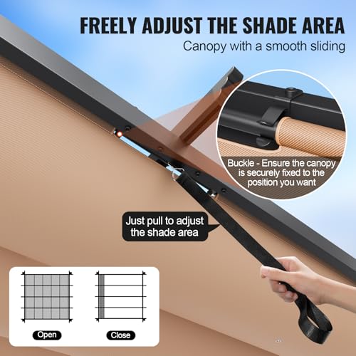 VEVOR 10'x10' Outdoor Retractable Pergola with Canopy, Aluminum Pergola with Retractable Canopy, Modern Style, Sun Shade for Patios, Gardens, Decks, Backyards (Beige)