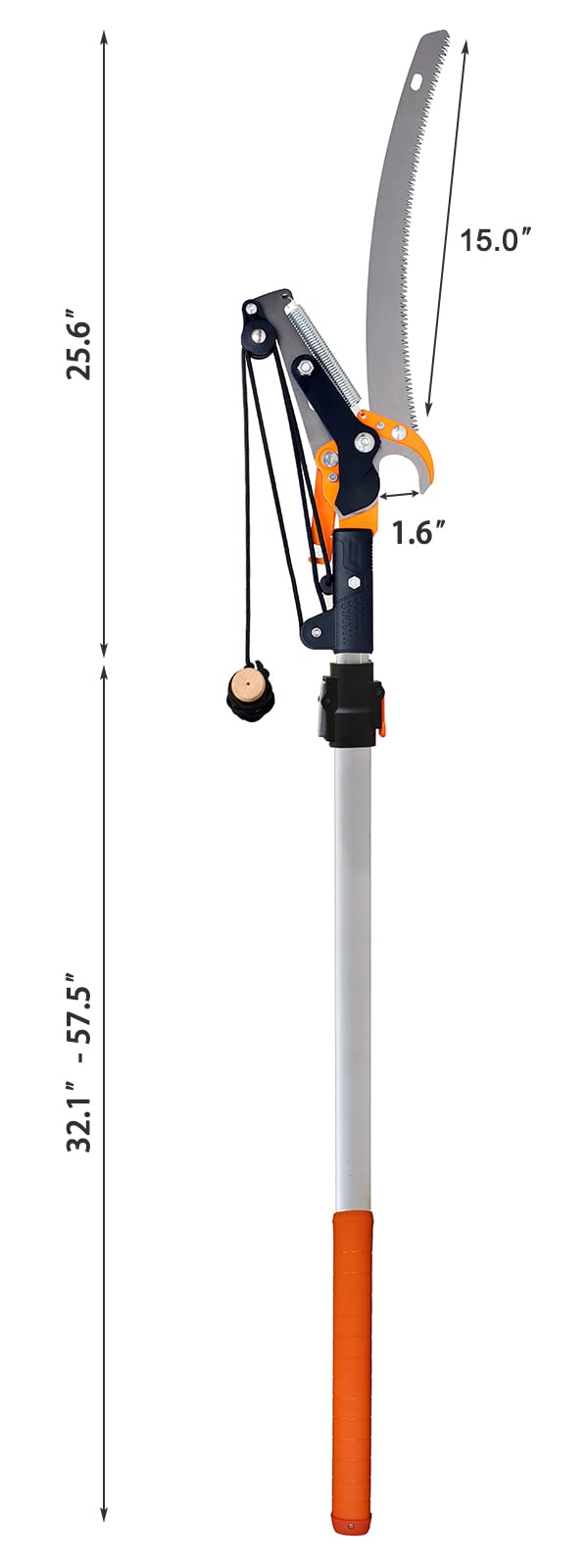 GARCARE Pole Saws for Tree Trimming, Loppers and Pole Saw 2 in 1, Lightweight Telescoping Tree Pruner with 35mm Cutting Capacity, Adjustable Length 1.4-2.1m, Carbon Steel Blade